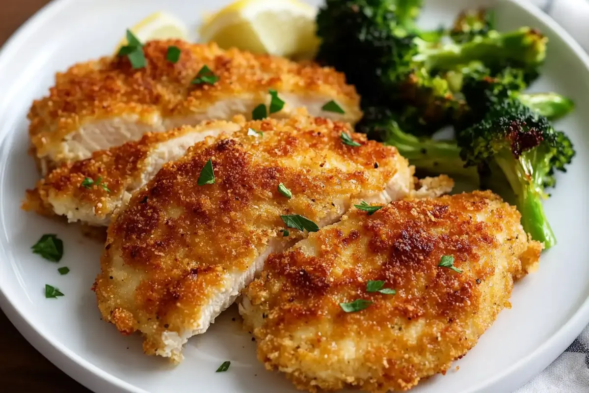 Delicious Parmesan crusted chicken on a plate