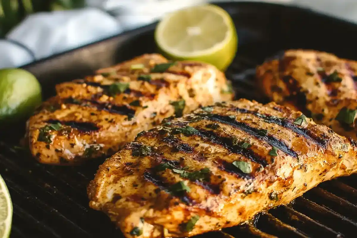 Grilled chicken breast marinated with herbs and lemon