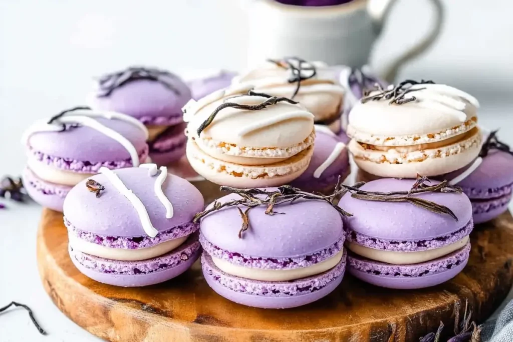 macaron tea in a porcelain cup