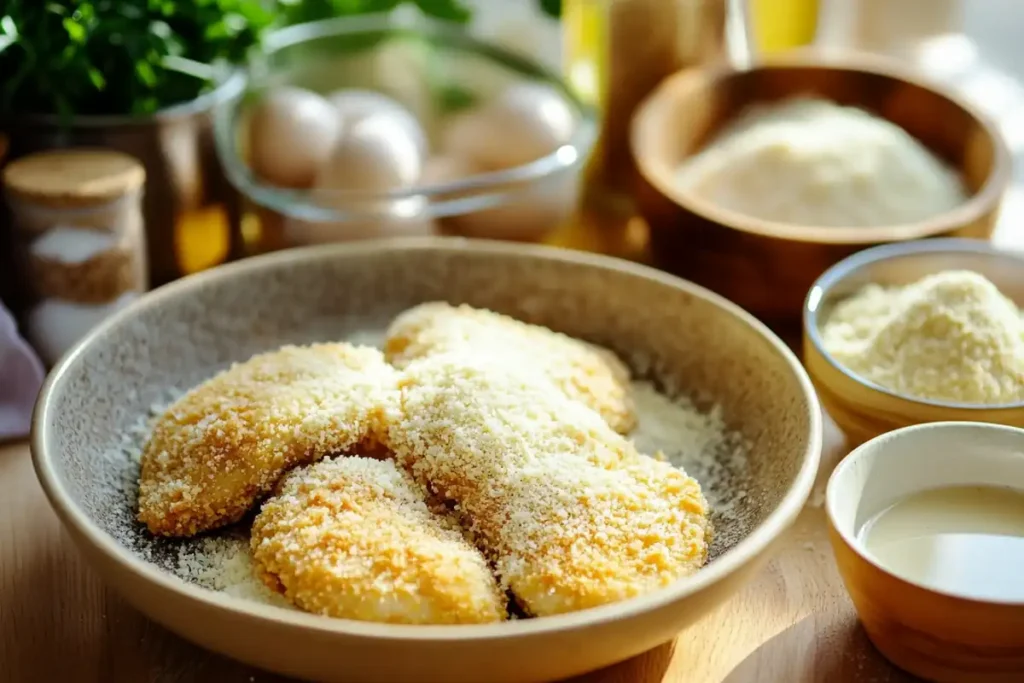 Coating Chicken in Breadcrumbs