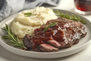 Flat iron steak with sauce