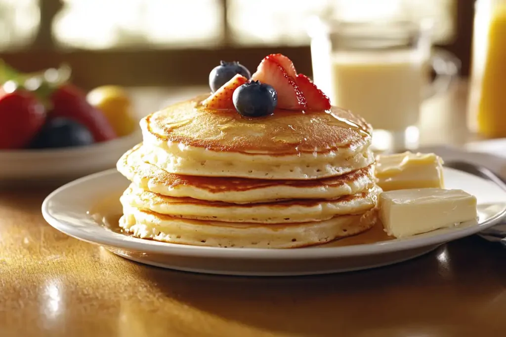 Stack of American Pancakes vs UK Flapjacks